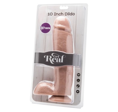 Dildo-cock 10 inch w/ balls flesh vibr.